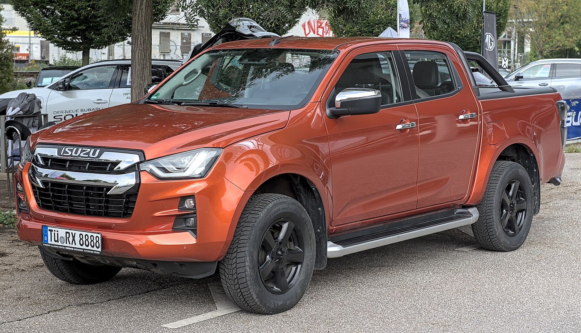 UK-market Isuzu D-Max diesel double cab viewed from the front three-quarter angle