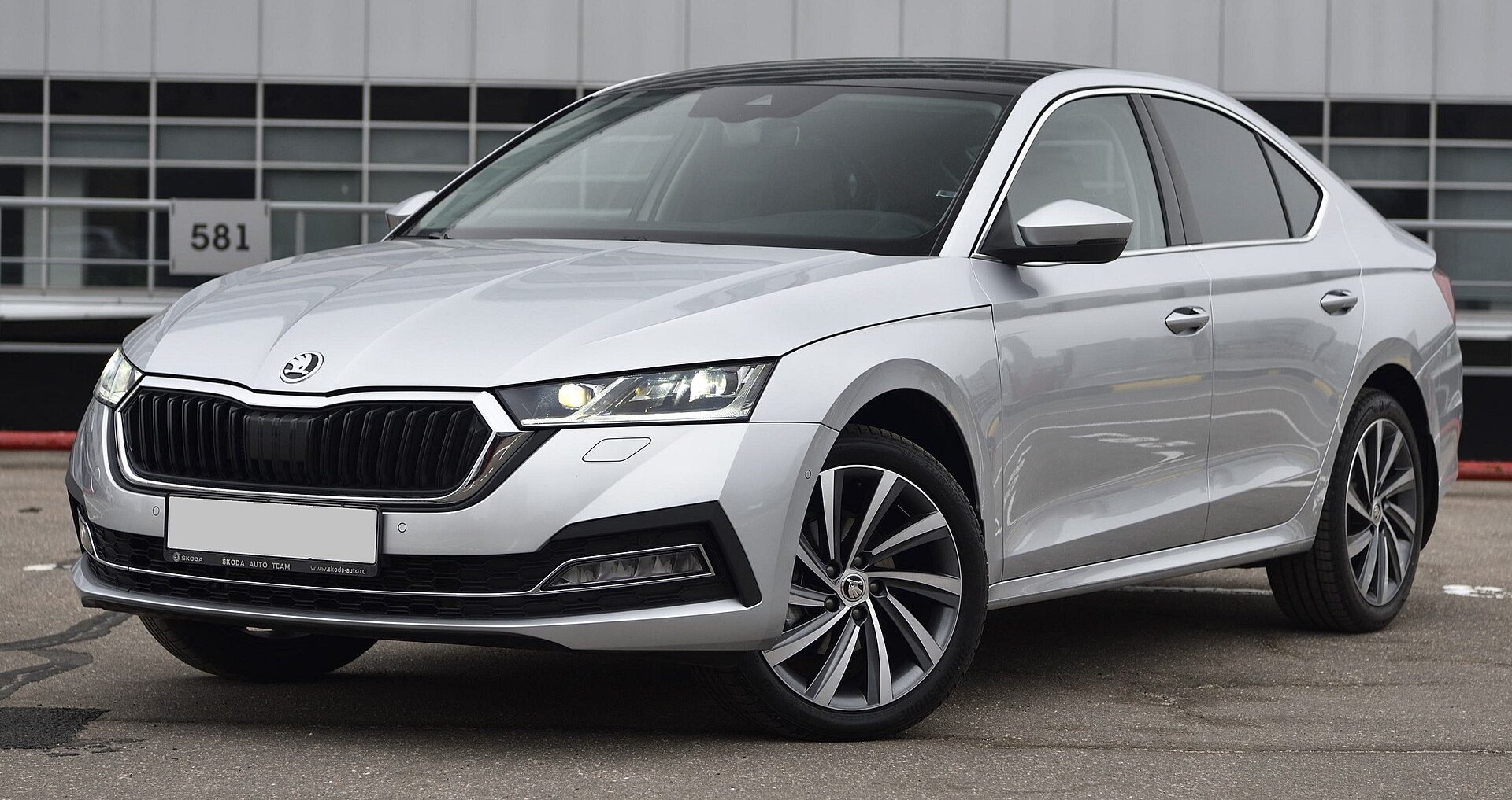 Skoda Octavia official exterior front three-quarter view for export research